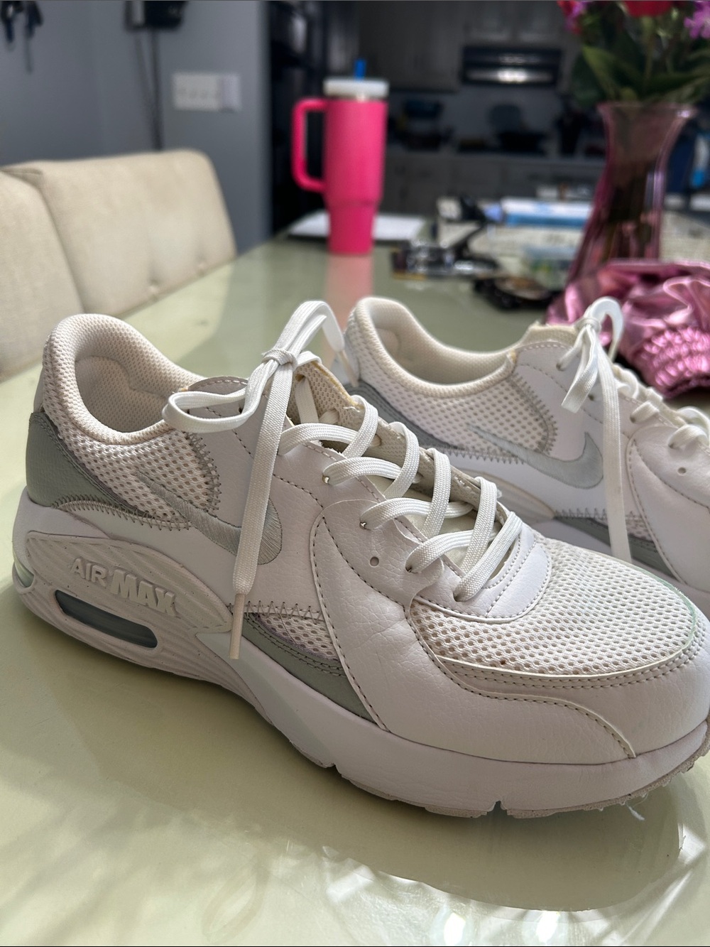 Nike Women's White and Light Gray Air Max Sneakers